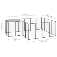 Produktbild för Hundgård svart 6,05 m² stål