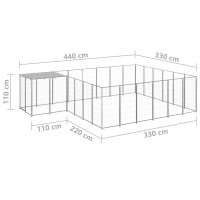 Produktbild för Hundgård silver 12,1 m² stål