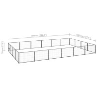 Produktbild för Hundgård svart 24 m² stål