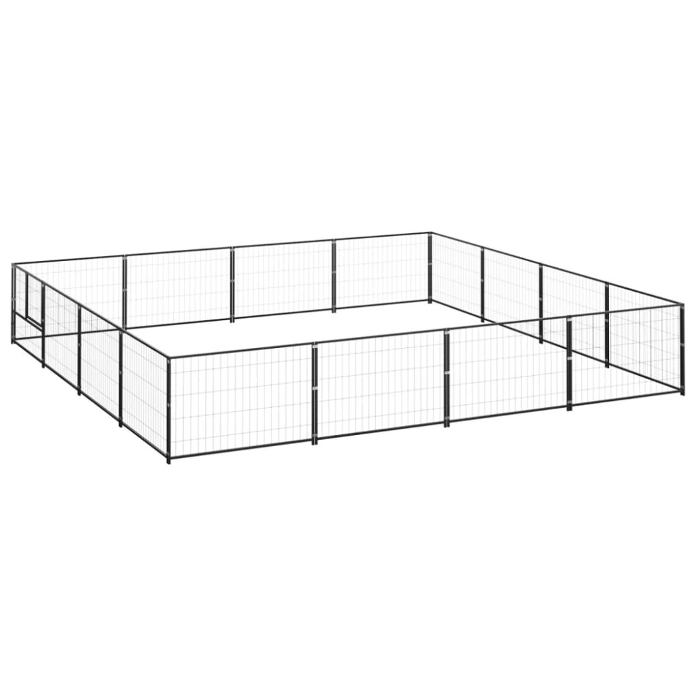 Produktbild för Hundgård svart 16 m² stål