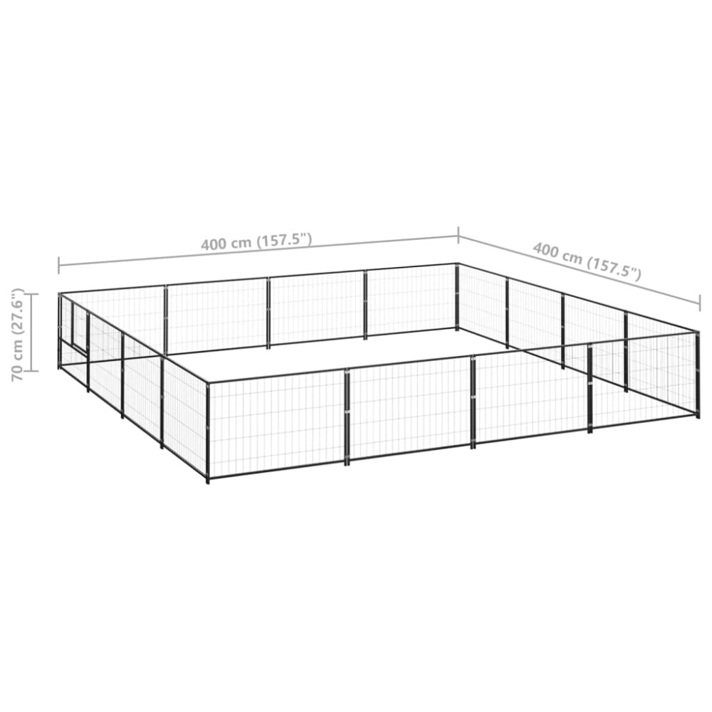 Produktbild för Hundgård svart 16 m² stål
