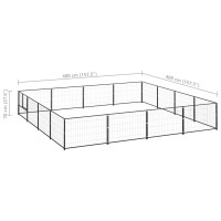 Produktbild för Hundgård svart 16 m² stål