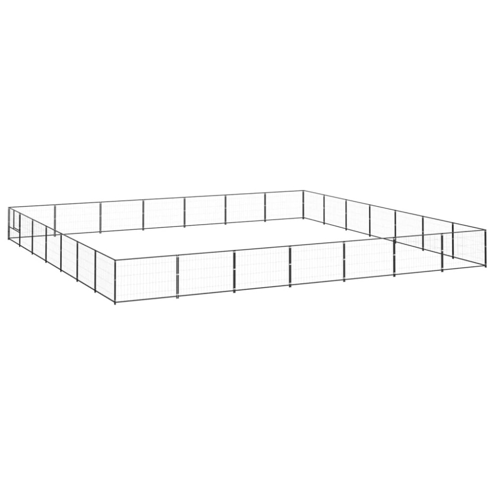Produktbild för Hundgård svart 49 m² stål