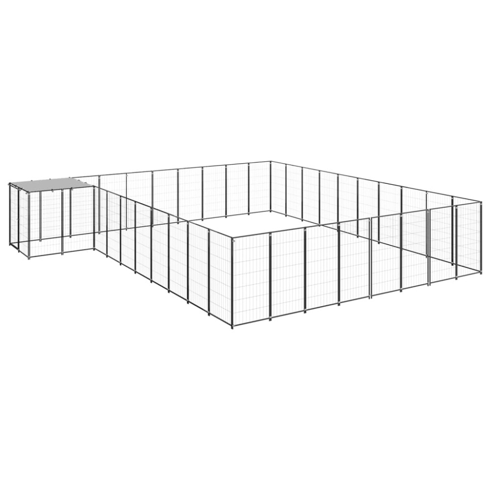 Produktbild för Hundgård svart 25,41 m² stål