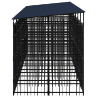 Produktbild för Hundgård för utomhusbruk ståltak 12,9 m²