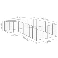 Miniatyr av produktbild för Hundgård silver 10,89 m² stål