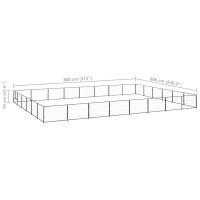 Produktbild för Hundgård svart 48 m² stål