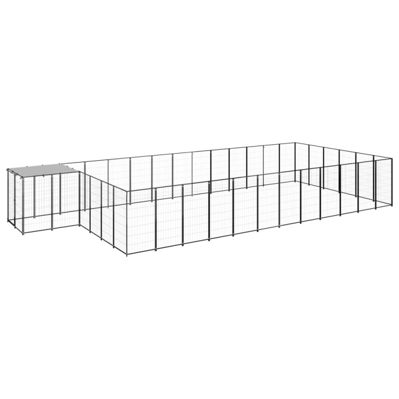 Produktbild för Hundgård svart 22,99 m² stål