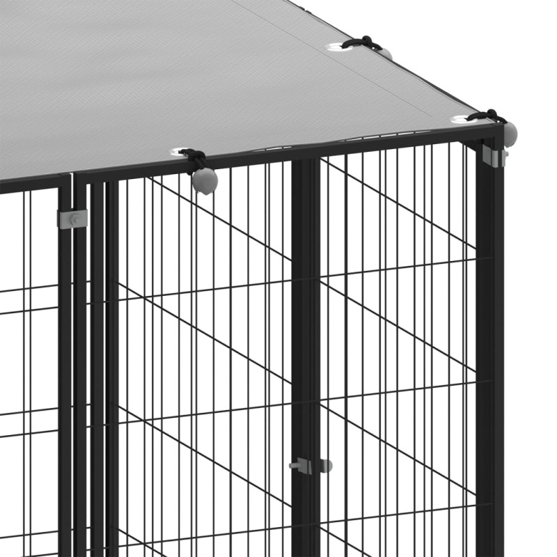 Produktbild för Hundgård svart 22,99 m² stål