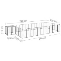 Miniatyr av produktbild för Hundgård svart 22,99 m² stål