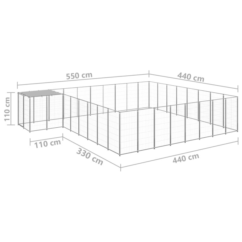 Produktbild för Hundgård silver 20,57 m² stål