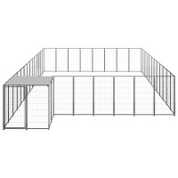 Produktbild för Hundgård svart 30,25 m² stål