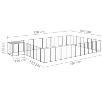 Produktbild för Hundgård svart 30,25 m² stål