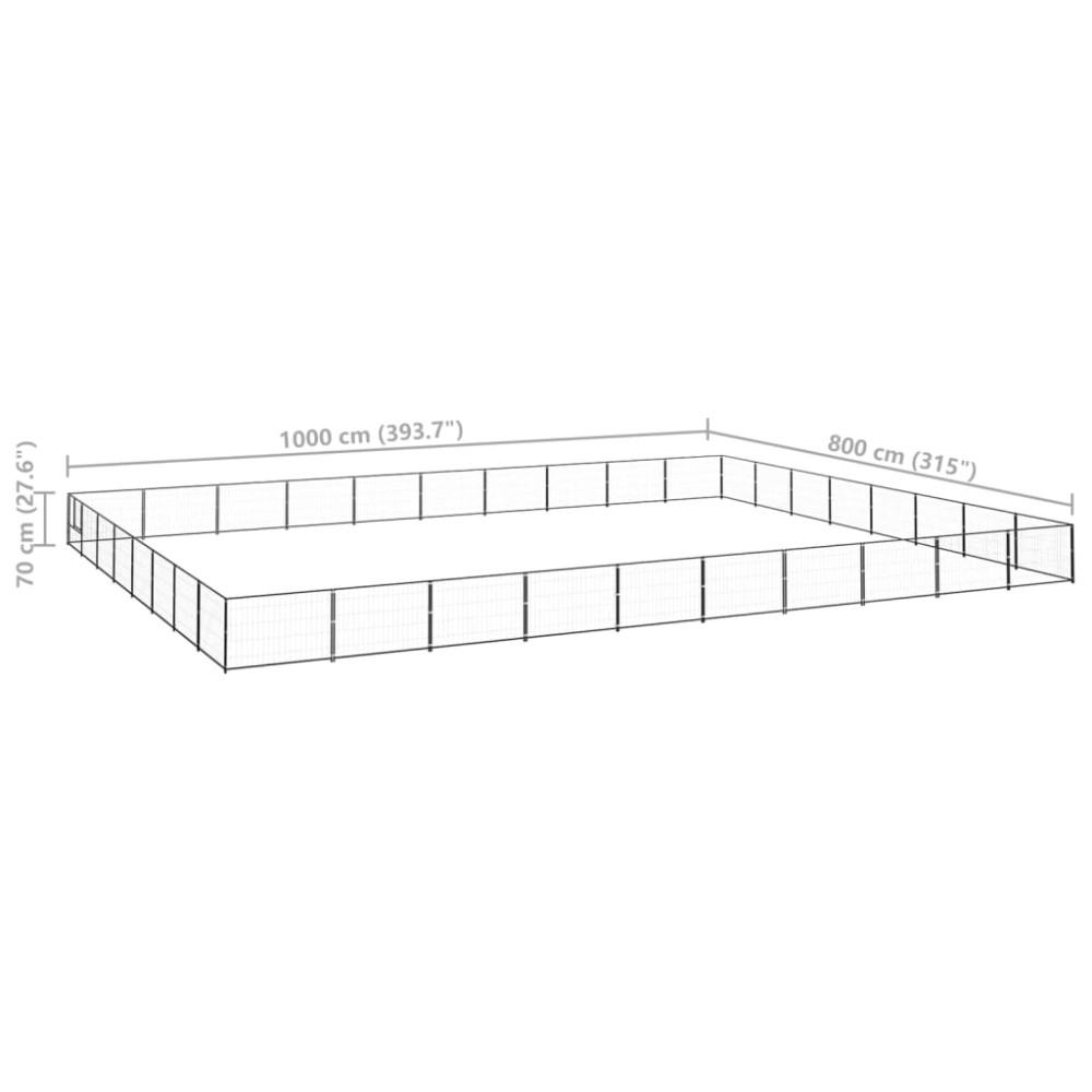 Produktbild för Hundgård svart 80 m² stål