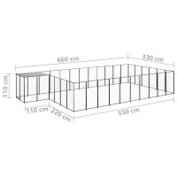 Produktbild för Hundgård svart 19,36 m² stål