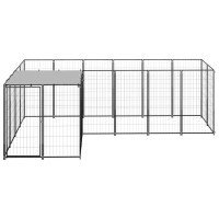 Produktbild för Hundgård svart 4,84 m² stål