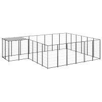 Produktbild för Hundgård svart 12,1 m² stål