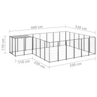 Produktbild för Hundgård svart 12,1 m² stål