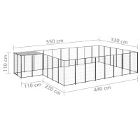 Produktbild för Hundgård svart 15,73 m² stål