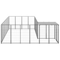 Produktbild för Hundgård svart 10,89 m² stål