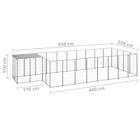 Produktbild för Hundgård silver 10,89 m² stål