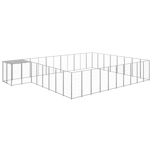 vidaXL Hundgård silver 25,41 m² stål - Sovplats för hund
