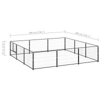 Produktbild för Hundgård svart 9 m² stål