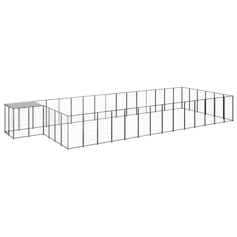Produktbild för Hundgård svart 26,62 m² stål