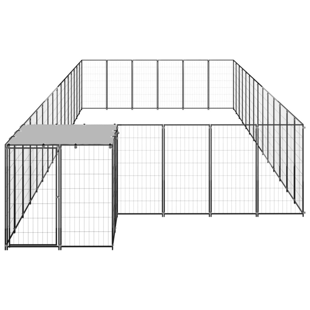 Produktbild för Hundgård svart 26,62 m² stål