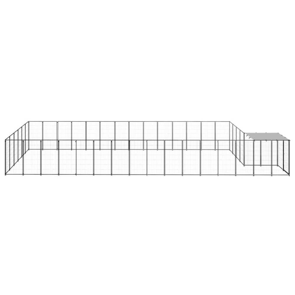 Produktbild för Hundgård svart 26,62 m² stål