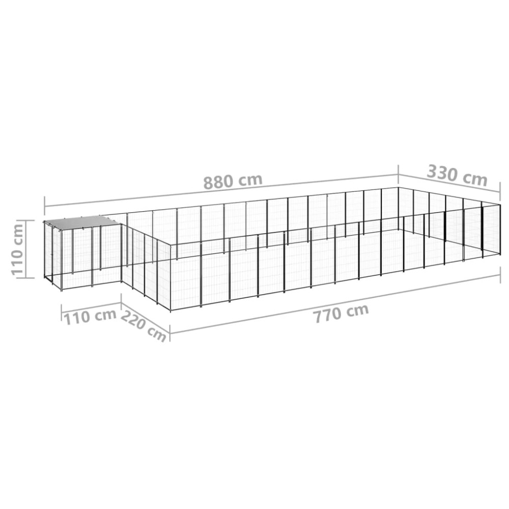 Produktbild för Hundgård svart 26,62 m² stål