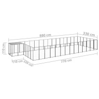 Produktbild för Hundgård svart 26,62 m² stål