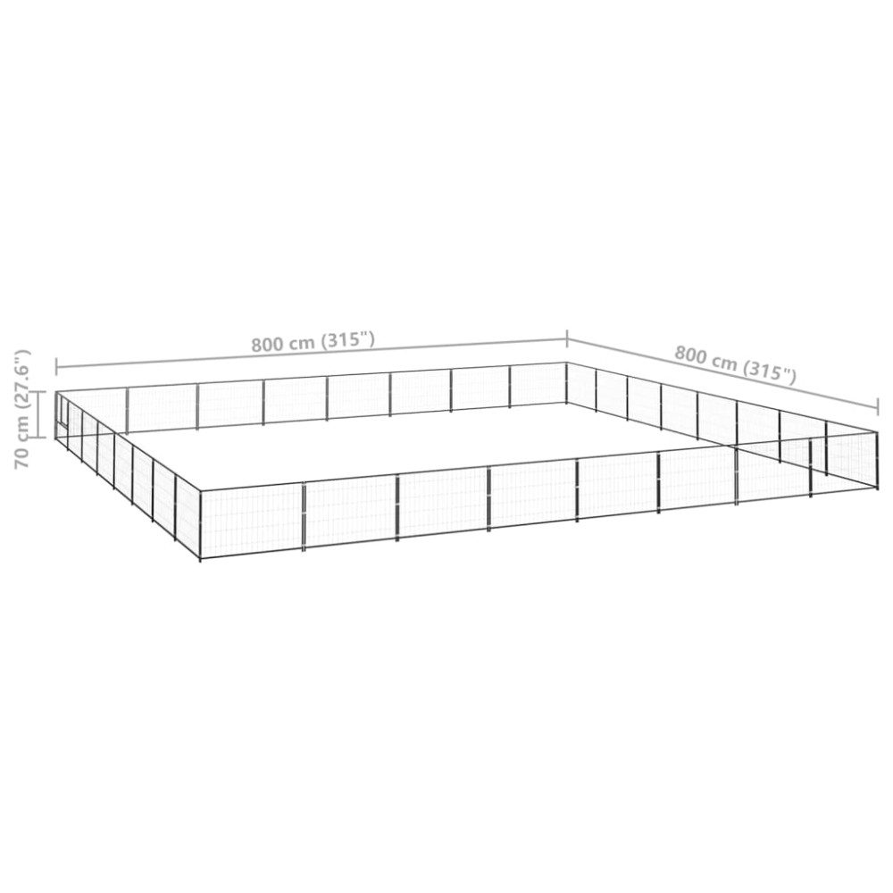 Produktbild för Hundgård svart 64 m² stål