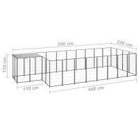 Produktbild för Hundgård svart 10,89 m² stål
