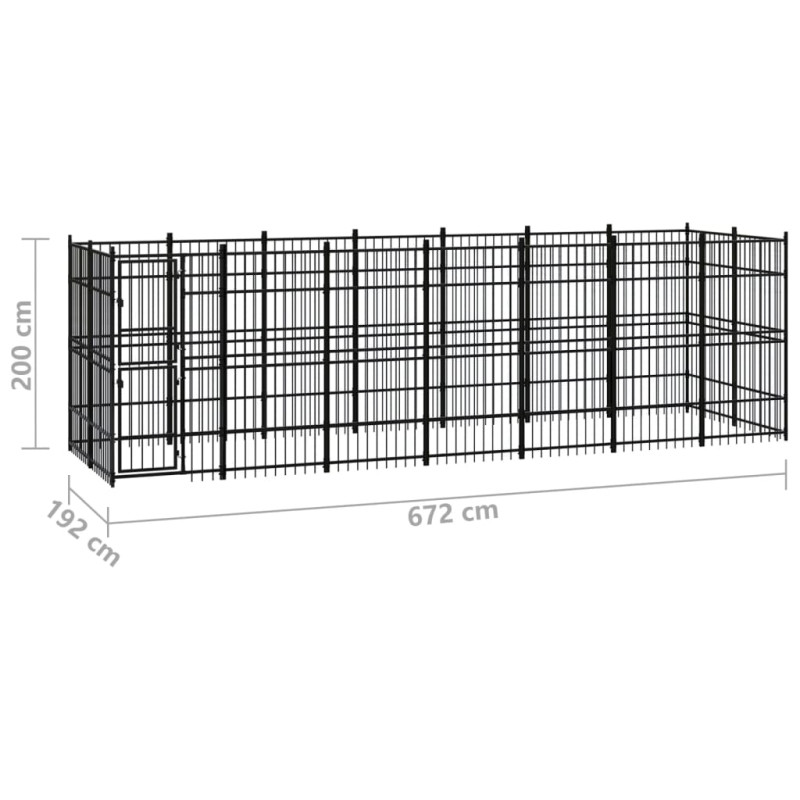 Produktbild för Hundgård för utomhusbruk stål 12,9 m²
