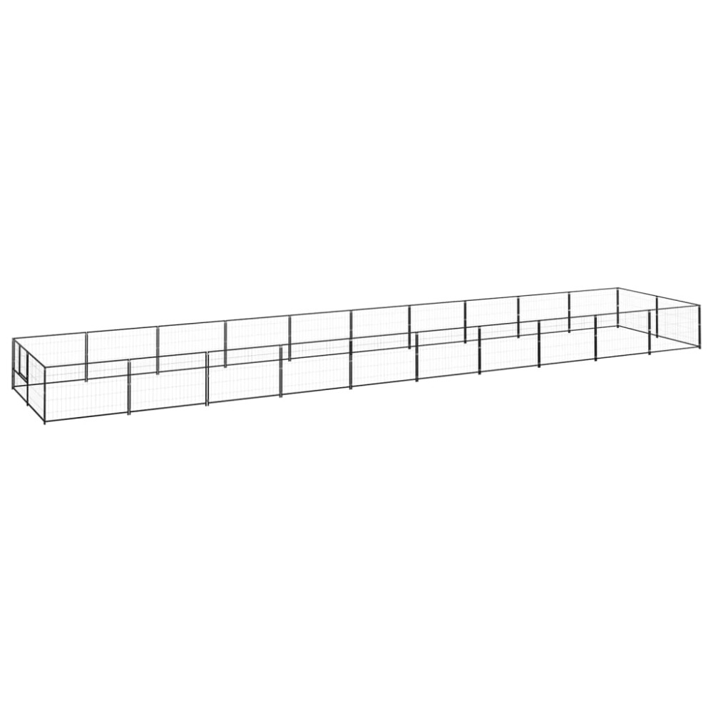 Produktbild för Hundgård svart 20 m² stål