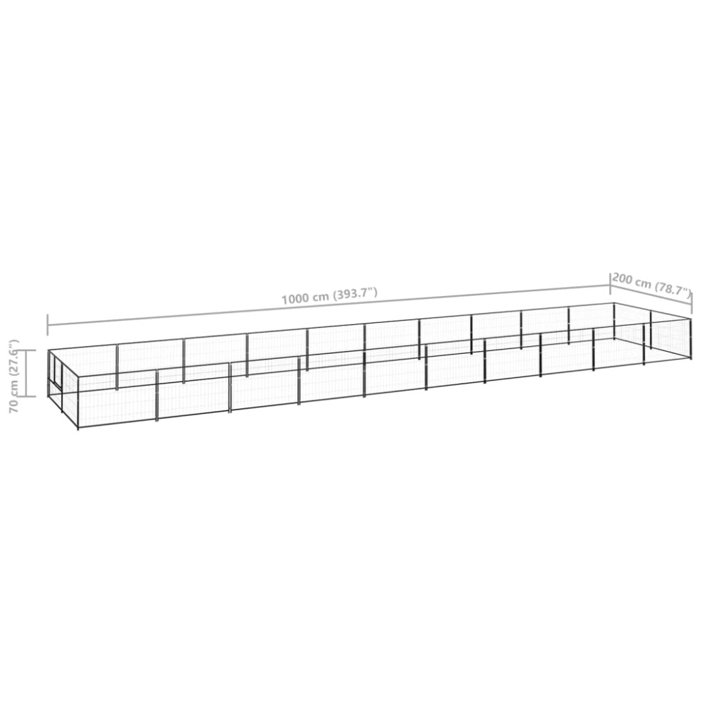 Produktbild för Hundgård svart 20 m² stål