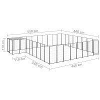 Produktbild för Hundgård svart 20,57 m² stål