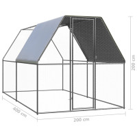 Produktbild för Hönsbur för utomhusbruk 2x4x2 m galvaniserat stål