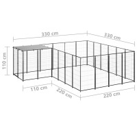 Produktbild för Hundgård svart 8,47 m² stål