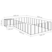 Produktbild för Hundgård svart 19,36 m² stål