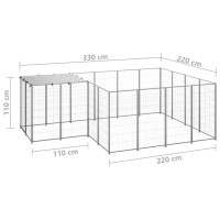 Produktbild för Hundgård silver 6,05 m² stål