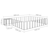 Produktbild för Hundgård svart 25,41 m² stål