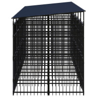 Produktbild för Hundgård för utomhusbruk ståltak 11,06 m²