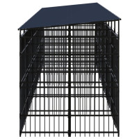 Produktbild för Hundgård för utomhusbruk ståltak 18,43 m²