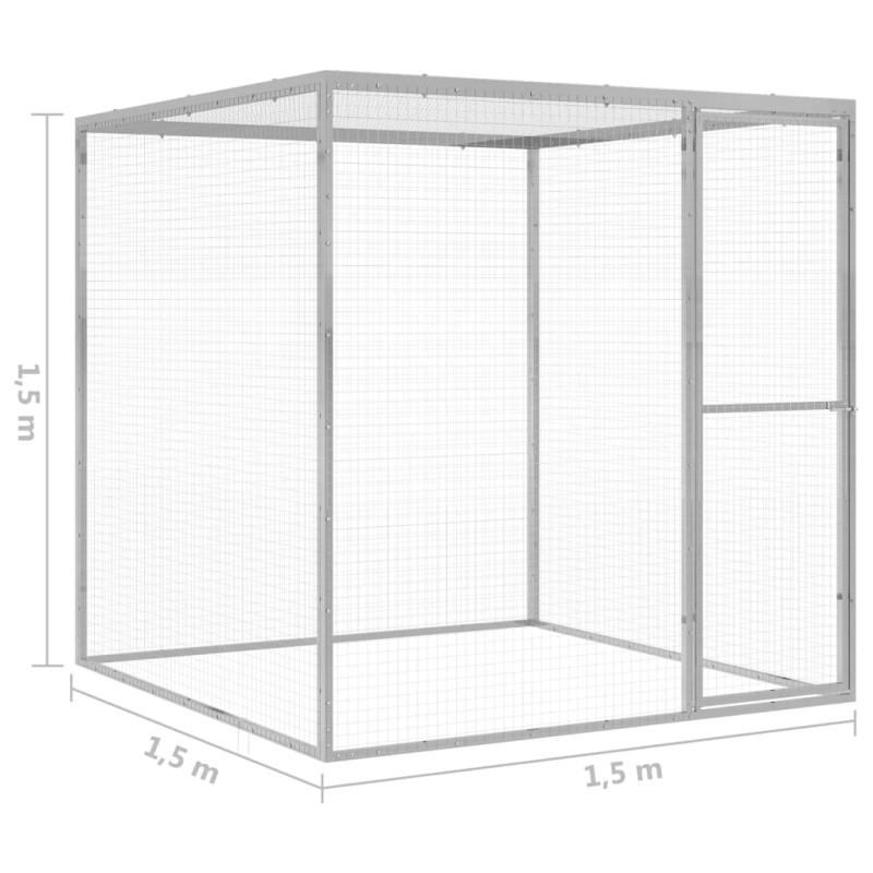 Produktbild för Kattbur 1,5x1,5x1,5 m galvaniserat stål