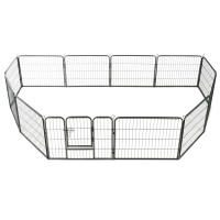 Miniatyr av produktbild för Hundhage 12 paneler stål 80x60 cm svart