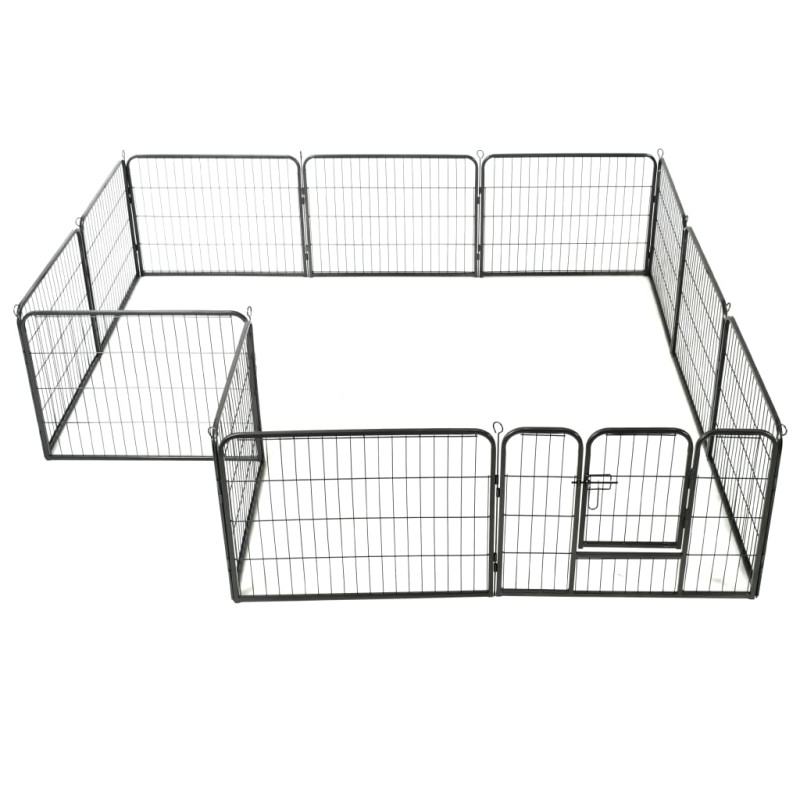 Produktbild för Hundhage 12 paneler stål 80x60 cm svart
