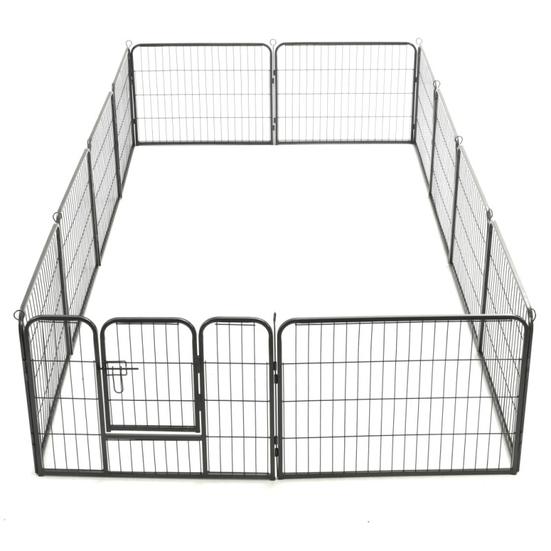 Produktbild för Hundhage 12 paneler stål 80x60 cm svart