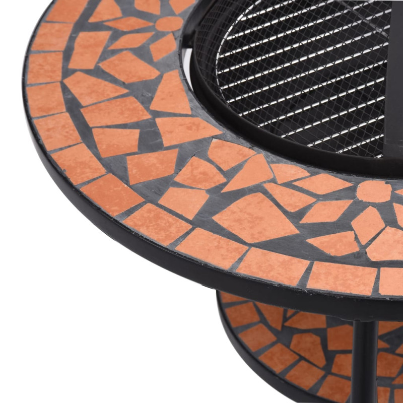 Produktbild för Eldfat med mosaikbord terrakotta 68 cm keramik